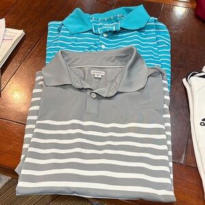 Ashworth Gray and Teal Striped Polo Pair